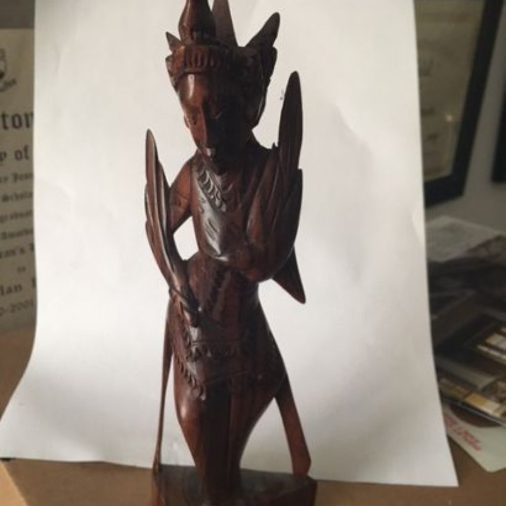 Unique 2 hand made from one wood piece figure